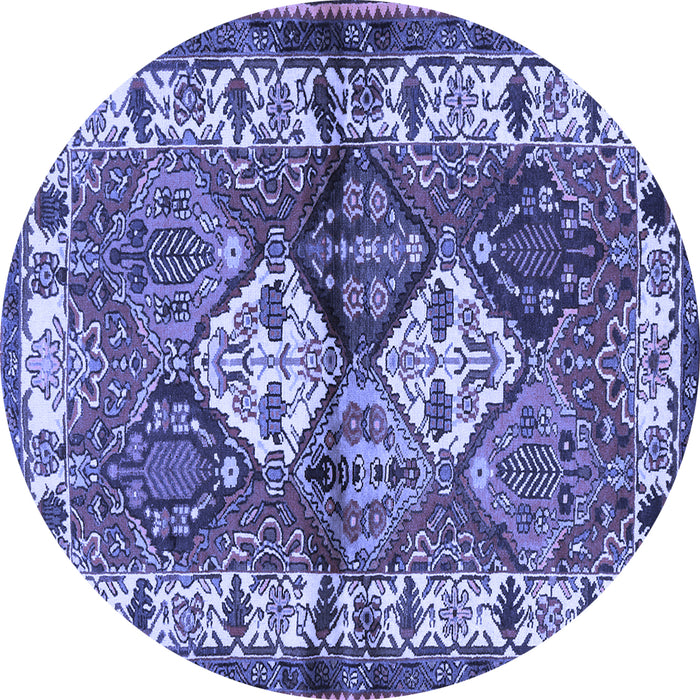 Round Machine Washable Persian Blue Traditional Rug, wshtr3095blu