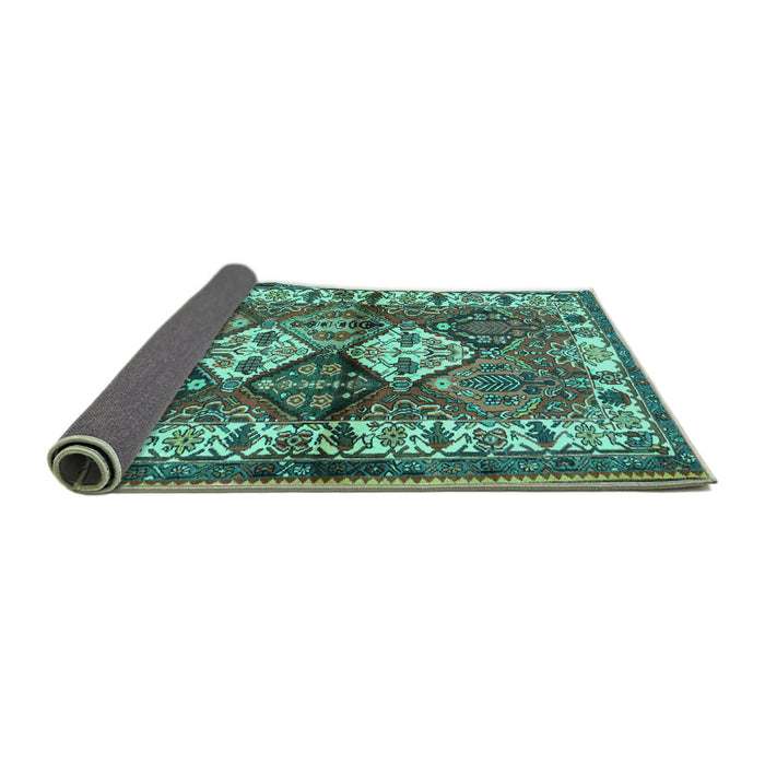 Sideview of Persian Turquoise Traditional Rug, tr3095turq