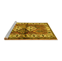 Sideview of Machine Washable Persian Yellow Traditional Rug, wshtr3095yw