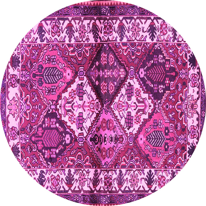 Round Machine Washable Persian Pink Traditional Rug, wshtr3095pnk
