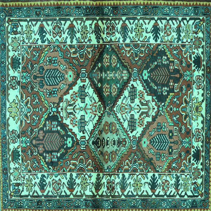 Square Machine Washable Persian Turquoise Traditional Area Rugs, wshtr3095turq