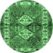 Round Persian Emerald Green Traditional Rug, tr3095emgrn