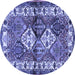 Round Persian Blue Traditional Rug, tr3095blu