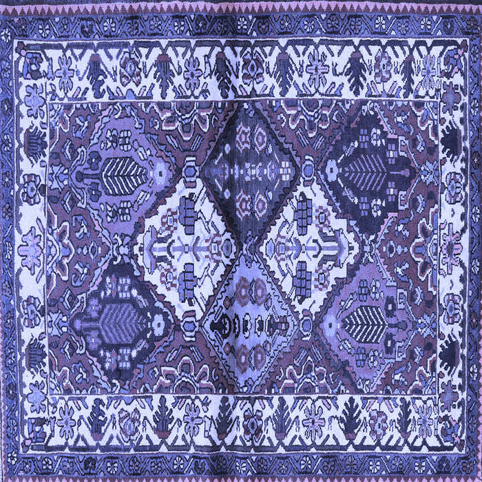 Square Machine Washable Persian Blue Traditional Rug, wshtr3095blu
