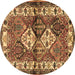 Round Persian Brown Traditional Rug, tr3095brn