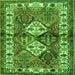 Round Machine Washable Persian Green Traditional Area Rugs, wshtr3095grn