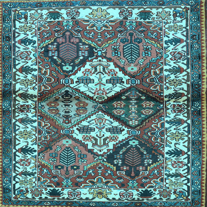 Square Machine Washable Persian Light Blue Traditional Rug, wshtr3095lblu