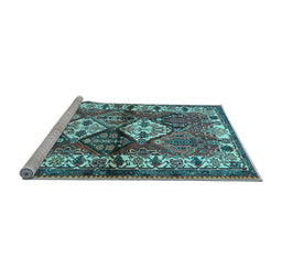 Sideview of Machine Washable Persian Light Blue Traditional Rug, wshtr3095lblu