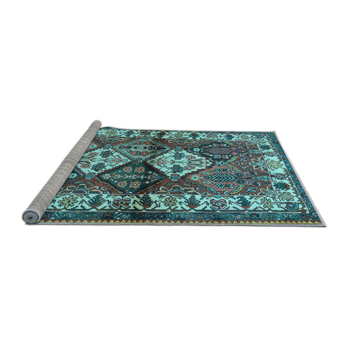 Sideview of Machine Washable Persian Light Blue Traditional Rug, wshtr3095lblu
