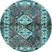 Round Persian Light Blue Traditional Rug, tr3095lblu
