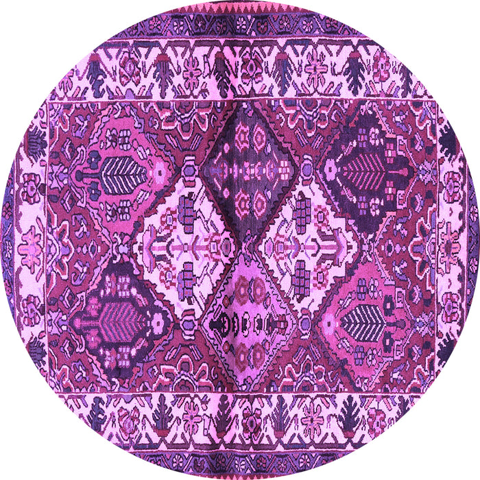 Round Machine Washable Persian Purple Traditional Area Rugs, wshtr3095pur