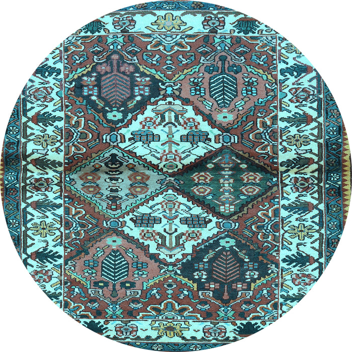 Round Machine Washable Persian Light Blue Traditional Rug, wshtr3095lblu