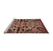 Sideview of Machine Washable Traditional Sunrise Orange Rug, wshtr3096