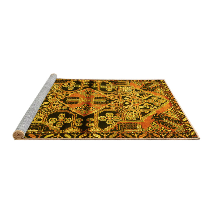 Sideview of Machine Washable Persian Yellow Traditional Rug, wshtr3096yw