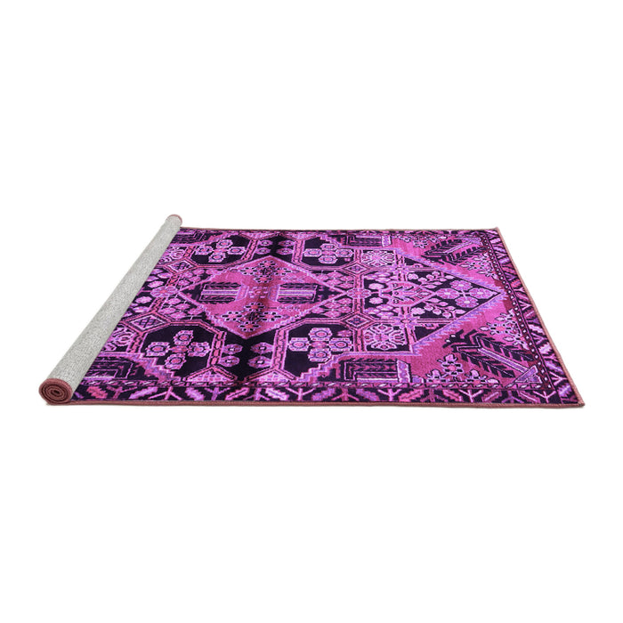 Sideview of Machine Washable Persian Purple Traditional Area Rugs, wshtr3096pur