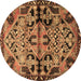 Round Persian Brown Traditional Rug, tr3096brn