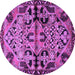 Round Persian Purple Traditional Rug, tr3096pur