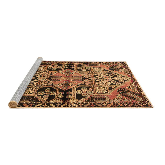 Sideview of Machine Washable Persian Brown Traditional Rug, wshtr3096brn