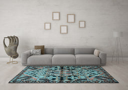 Machine Washable Persian Light Blue Traditional Rug in a Living Room, wshtr3096lblu