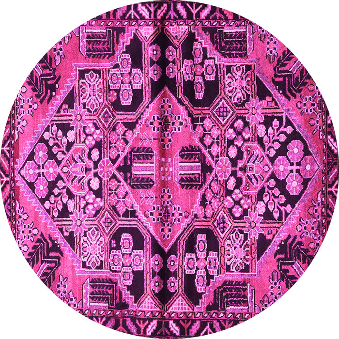 Round Machine Washable Persian Pink Traditional Rug, wshtr3096pnk