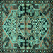 Square Machine Washable Persian Turquoise Traditional Area Rugs, wshtr3096turq