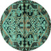 Round Persian Turquoise Traditional Rug, tr3096turq