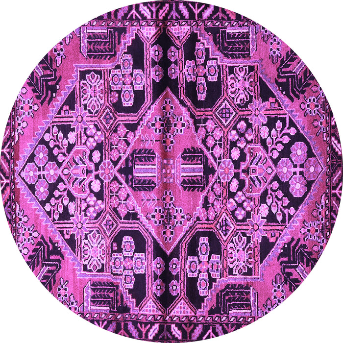 Round Machine Washable Persian Purple Traditional Area Rugs, wshtr3096pur