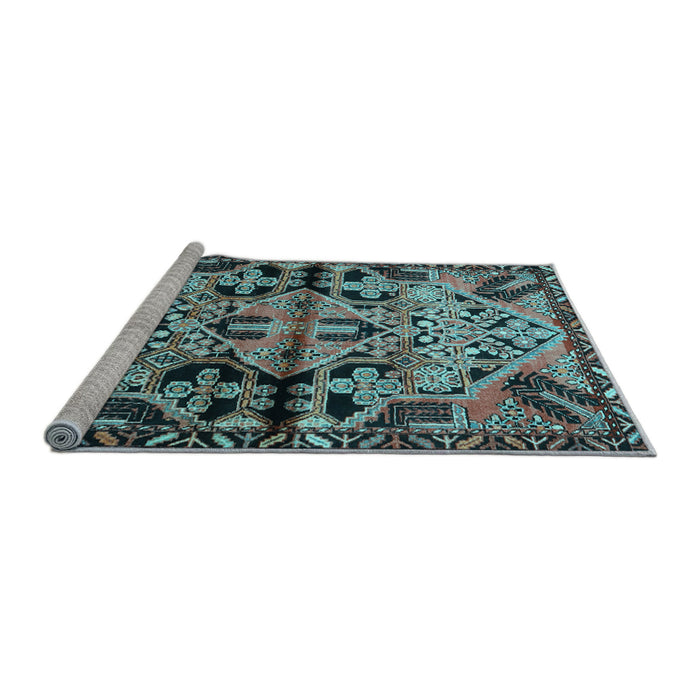 Sideview of Machine Washable Persian Light Blue Traditional Rug, wshtr3096lblu