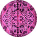 Round Persian Pink Traditional Rug, tr3096pnk