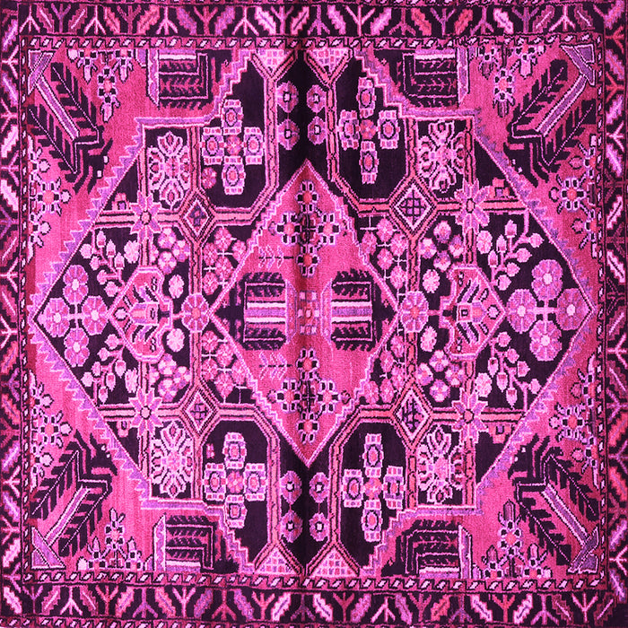 Square Machine Washable Persian Pink Traditional Rug, wshtr3096pnk