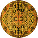 Round Persian Yellow Traditional Rug, tr3096yw