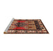 Sideview of Machine Washable Traditional Saffron Red Rug, wshtr3097