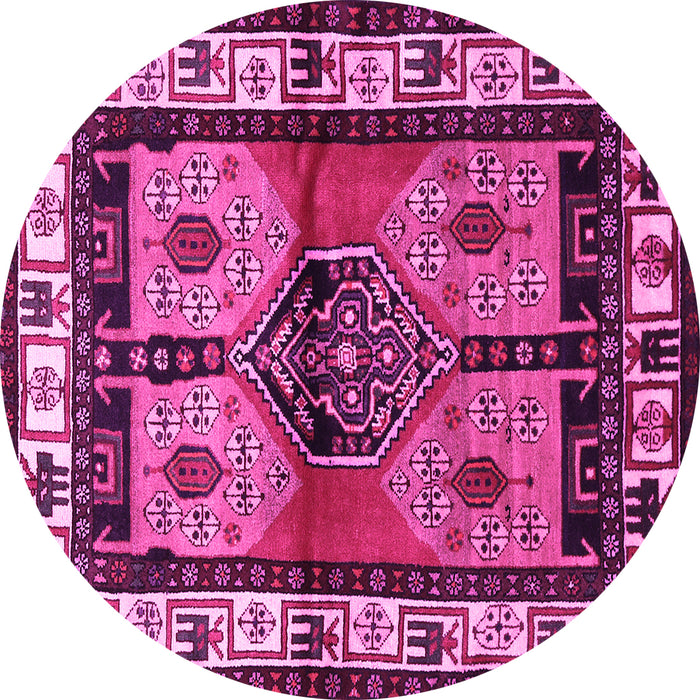 Round Machine Washable Persian Pink Traditional Rug, wshtr3097pnk