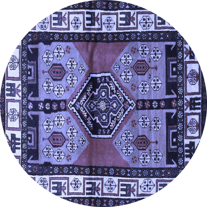 Round Persian Blue Traditional Rug, tr3097blu