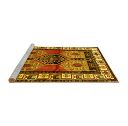 Sideview of Machine Washable Persian Yellow Traditional Rug, wshtr3097yw