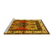 Sideview of Machine Washable Persian Yellow Traditional Rug, wshtr3097yw