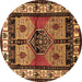 Round Persian Brown Traditional Rug, tr3097brn