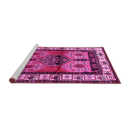 Sideview of Machine Washable Persian Pink Traditional Rug, wshtr3097pnk