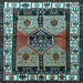 Square Machine Washable Persian Light Blue Traditional Rug, wshtr3097lblu