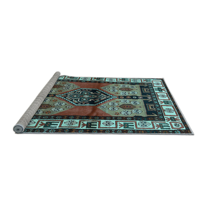 Sideview of Machine Washable Persian Light Blue Traditional Rug, wshtr3097lblu