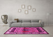 Machine Washable Persian Pink Traditional Rug in a Living Room, wshtr3097pnk