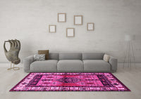 Machine Washable Persian Pink Traditional Rug, wshtr3097pnk