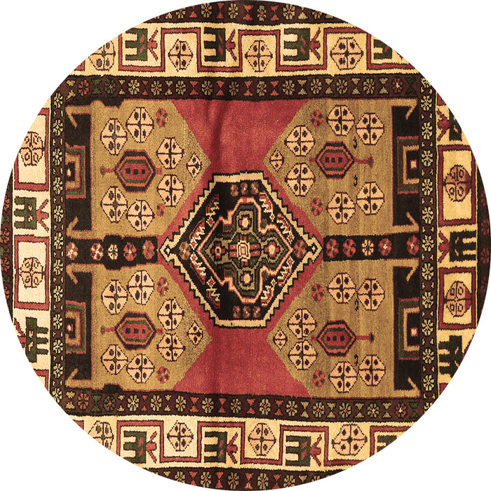 Round Machine Washable Persian Brown Traditional Rug, wshtr3097brn