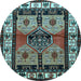 Round Persian Light Blue Traditional Rug, tr3097lblu