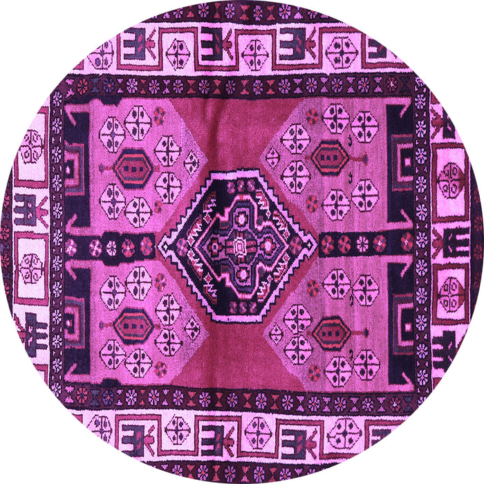 Round Machine Washable Persian Purple Traditional Area Rugs, wshtr3097pur
