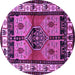 Round Machine Washable Persian Purple Traditional Area Rugs, wshtr3097pur