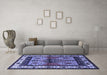 Machine Washable Persian Blue Traditional Rug in a Living Room, wshtr3097blu