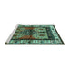 Sideview of Machine Washable Persian Turquoise Traditional Area Rugs, wshtr3097turq