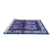 Sideview of Machine Washable Persian Blue Traditional Rug, wshtr3097blu