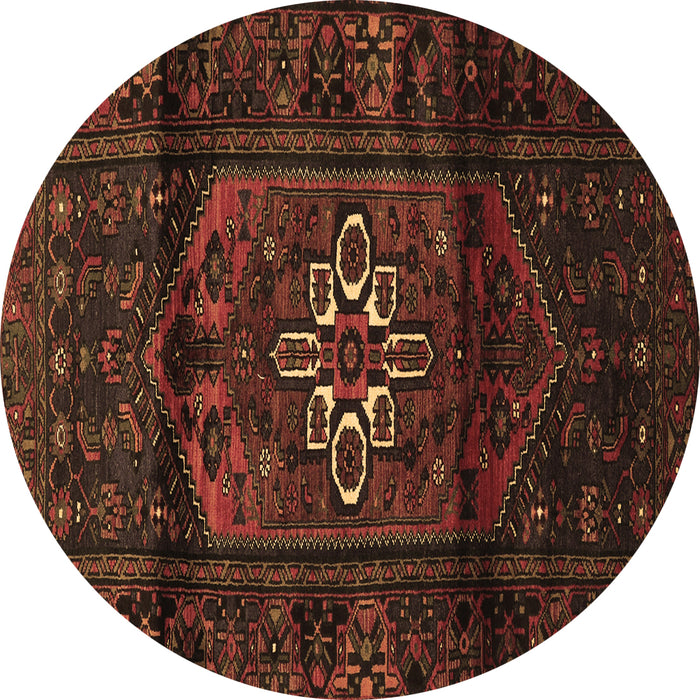 Round Persian Brown Traditional Rug, tr3098brn